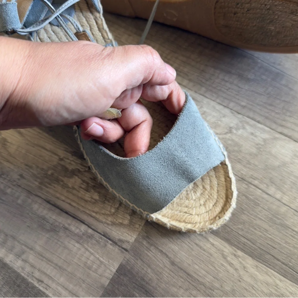 NWT Anthropologie Romena Espadrille Blue Suede Wedges Sandals 40